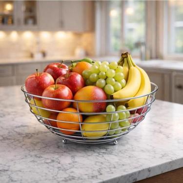 Imagem de Fruteira Aramada Elegante Centro De Mesa Para Frutas Reforçada Cozinha