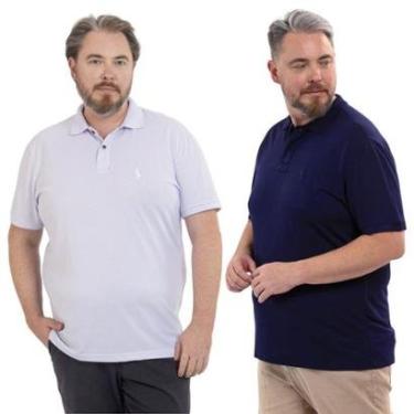 Imagem de Kit 2 Camisa Polo Masculina Plus Size Piquet Viscose Dry-Masculino