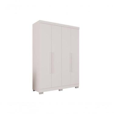 Imagem de Guarda Roupa Solteiro Recife 4 Portas 2 Gavetas Branco MDP - SALLÊTO M