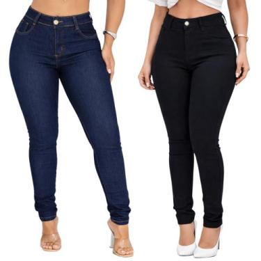 Imagem de Kit 2 Calças Jeans Feminina Skinny com Elastano Cintura Alta - Mundo N