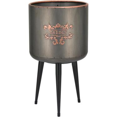 Imagem de CACHEPÔ VASO DECORATIVO PLANTA 46x25x25cm METAL BRONZE COM PÉ CONSOLE