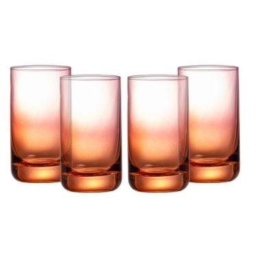 Imagem de Jogo de 4 copos baixos Canon em vidro laranja/rosa 240ml -L Hermitage 