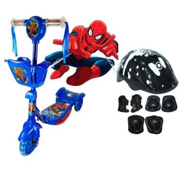 Imagem de Patinete Infantil Com Cesta Homem Aranha 3Rodas E Capacete - SCOOTER, 