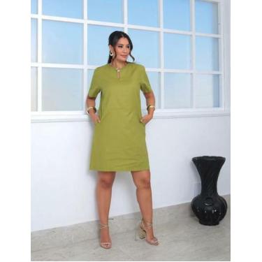 Imagem de Vestido tunica decote v cotelê barbie - Thati Gutierrez Store, Verde, 