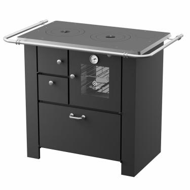 Imagem de Fogão a Lenha 4 Bocas Elevare Industrial Master N°02 Direito com Chapa de Ferro Fundido Preto