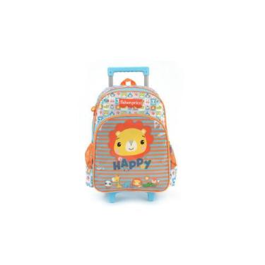 Imagem de Mochila Pré-escolar Rodinha Azul/Laranja Fisher-price, Azul