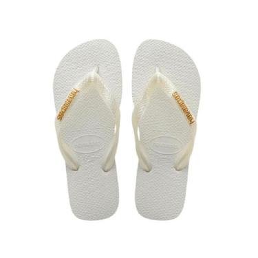 Imagem de Chinelo Feminino Havaianas Top Logo Metal 4127244 Branco, Branco, 37/3