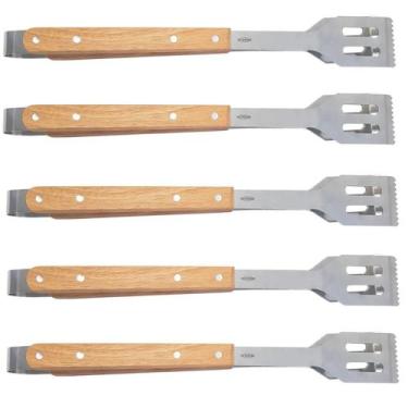 Imagem de Kit 5 Pegadores de Churrasco Inox 40cm Restaurante Churrascaria Grelha