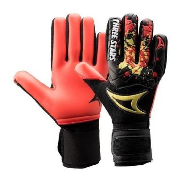 Imagem de Luva de goleiro profissional three stars kick vermelha, G