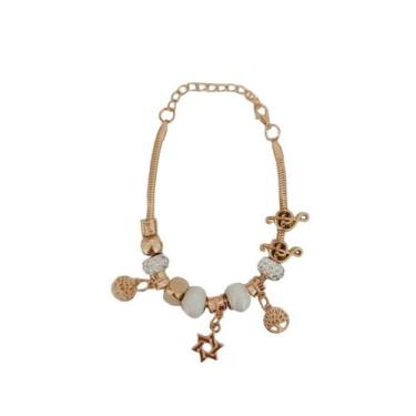 Imagem de Pulseira Berloque Prateada E Dourada Feminina De Pedras - Scilla
