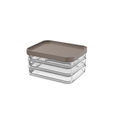 Imagem de Pote Trio Coza Clear 840ml - 13,1 x 16,7 x 8,5 cm Warm Gray