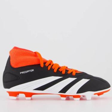 Imagem de Chuteira Adidas Predator 24 Club Sock FxG Campo Juvenil Preta e Vermel