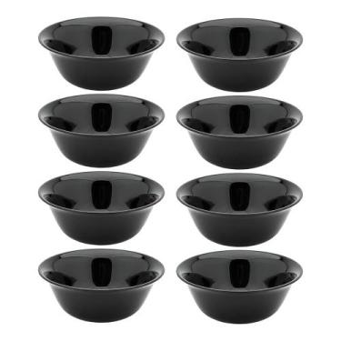 Imagem de Jogo 8 Bowl Preto de Vidro Opalino Mini Tigela 12cm Sobremesa Molhos P