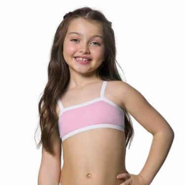 Imagem de Top Sutiã Infantil Meninas Sem Bojo Algodão Selene 20655, G, Rosa