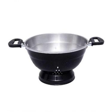 Imagem de Escorredor E Macarrão De Aluminio Preto 20cm Com Pé Docesar
