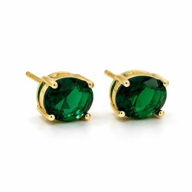 Imagem de Brincos Ponto de Luz Oval 9,5mm coloridos Banhados a Ouro 18k - Atrakt