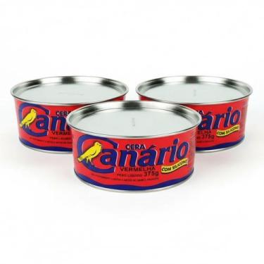 Imagem de Kit 3 Ceras Em Pasta Vermelha Canário 375g - CANARIO