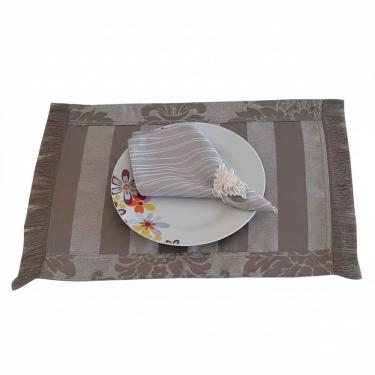 Imagem de Jogo Americano Jacquard Kit 2 Peças Tecido 51x35CM para Mesa Posta Cozinha Cinza