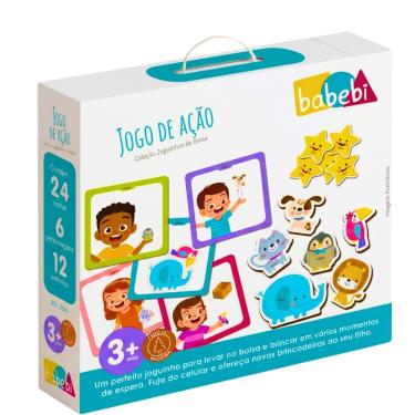 Imagem de Jogo Educativo de Ação e Desafios com Fichas de Atividades e Personagens Animais em MDF Babebi