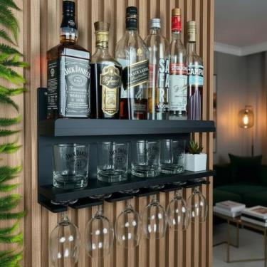 Imagem de Barzinho de Parede - Bar Suporte Bebidas Suspenso - Decoração Sala Cas