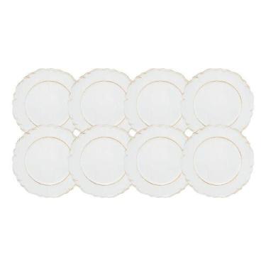 Imagem de Jogo 8 Sousplat Redondo Patinado Plástico Moon Branco Lyor 33cm