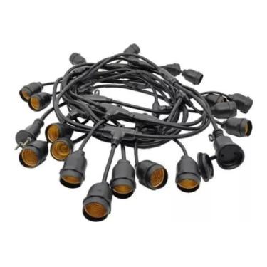 Imagem de Varal de luzes cordão festão 5 metros 5 soquetes e27 ip66 preto embule