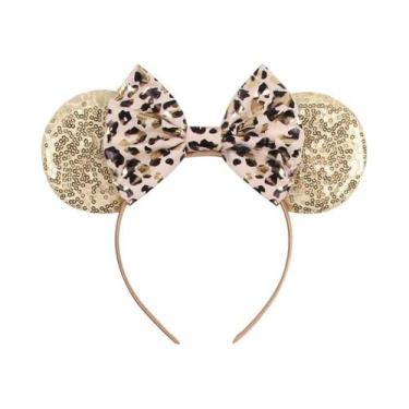 Imagem de Tiara De Orelhas De Leopardo Para Meninas, Faixa De Cabelo Com Laço Mo