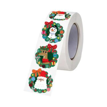 Imagem de Adesivos De Natal Em Rolo De 1.5 Polegadas, 320 Peças, Etiquetas Redon