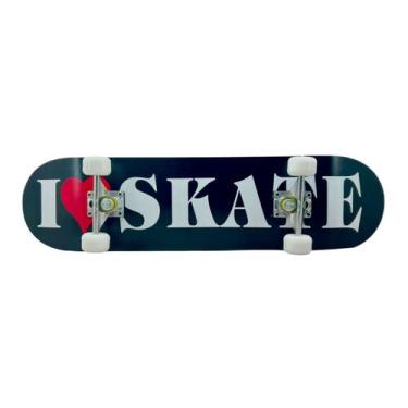 Imagem de Skate Para iniciantes Até 50kg Rodas Macias 53mm Abec-7 Eu Amo Skate