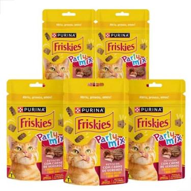Imagem de Kit Friskies Party Mix Carne Cordeiro Suína Gatos 5X40g - Purina nestl