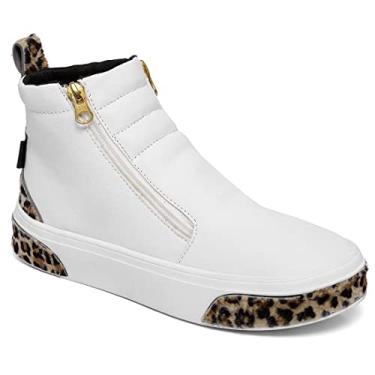 Imagem de Tênis Feminino Fit GuGi Botinha De Academia em Camurça Leve Bota Com Zíper Lateral 203-GG;Cor:Branco;Tamanho:34