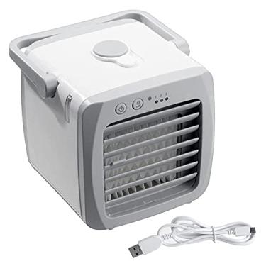 Imagem de GQYYS Ar-condicionado pessoal, pequeno ventilador de mesa, mini refrigerador de ar USB portátil, ventilador de refrigeração portátil de mesa, ventilador de mesa de 3 velocidades, ventilador de acampamento ao ar livre, para casa, escritório, quarto