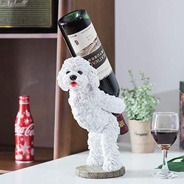 Imagem de Pkfinrd Ornamentos Put The Wine Rack criativo para decoração de casa, sala de estar, decoração de casa, ornamentos fofos para cães 28 x 18 cm (cor: branco)