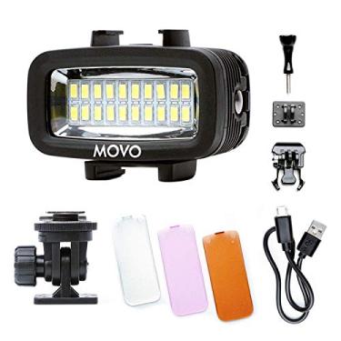 Imagem de Luz de vídeo LED recarregável de alta potência Movo LED-WP subaquática com câmera de ação e suportes de sapato, compatível com GoPro, DSLR - perfeito para vlog, viagem, mergulho, snorkel, surf, esporte