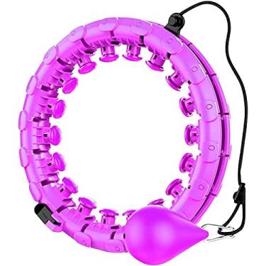 Imagem de Maogear Hula Hoop Inteligente com Peso para Adultos e Crianças, 2 em 1 para Exercícios de Abdômen, Massagem Emagrecedora, 24 Nós Destacáveis, Bola Giratória Automática de Peso Ajustável (Roxo)