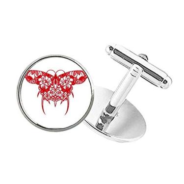 Imagem de DIYthinker Abotoaduras com clipe de botão redondo e borboleta chinesa em formato de pipa