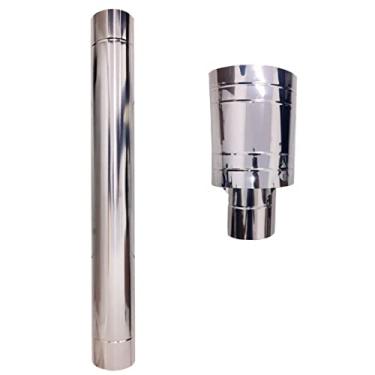 Imagem de Duto 5 Polegadas Inox 430 E Chapéu Canhão Sputnik - Kit Inox