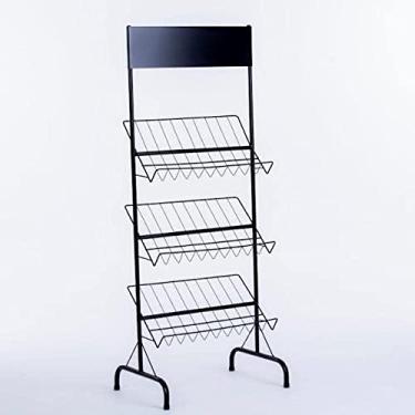 Imagem de Genérico Revisteiro Fixo com 3 Bandejas (Branco) - Aço - 53 cm x 1,24 m x 45 cm (Rack), 50 cm x 30 cm x 6 cm (Trays) - Prateleira de Arame - Revestido em Pó - Indoor - 3160 kg