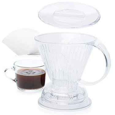 Imagem de Clever Gotejador e filtros de café, grande 510 g (transparente) | Barista's Choice | Plástico seguro sem BPA | Inclui 100 filtros