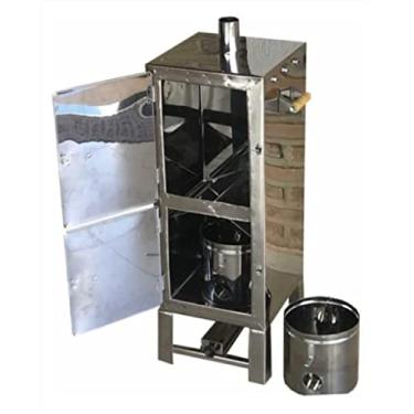Imagem de Defumador Inox para 5Kg + Termômetro + Baldes E Ganchos