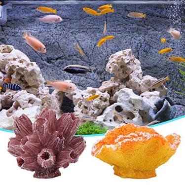 Imagem de Coral artificial, 2 unidades de resina artificial realista, plantas de coral decorativas, decora??o de aqu¨¢rio, decora??es para tanques de peixes, ornamento de ¨¢gua salgada fresca, ornamento subaqu¨¢tico