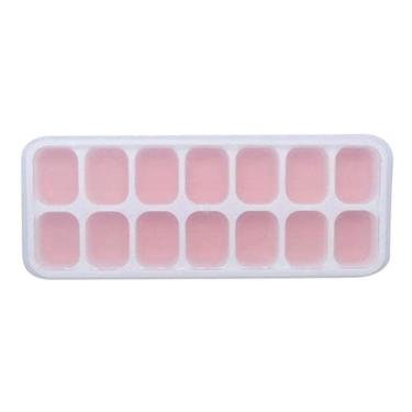 Imagem de Bandeja de cubo de gelo 14 grade silicone cubo de gelo molde com tampa transparente picolé cozinha molde de verão suco doméstico bandeja de gelo acessórios bebida fria geleia doce molde de cubo de gelo (cor: C)