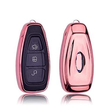 Imagem de CSHU Soft TPU Car Key Case Cover Chaveiro Ring Key Bag, apto para Ford Fiesta Focus C-MAX 2011 2012 2013-2018,4