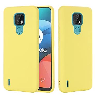 Imagem de YUNCHAO Caixa de telefone Para Motorola Moto E7 2020 Pure Color Liquid Silicone Chegar à prova de choque de choques de cobertura capa para celular