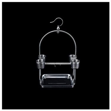 Imagem de KIZQYN Gaiolas de pássaros Rack de papagaio de aço inoxidável Pequeno e Médio Grande Rack de pássaros Gaiola de pássaro com copo de comida Chassi para periquitos Canários Gaiola de voo (Tamanho: Pequeno)