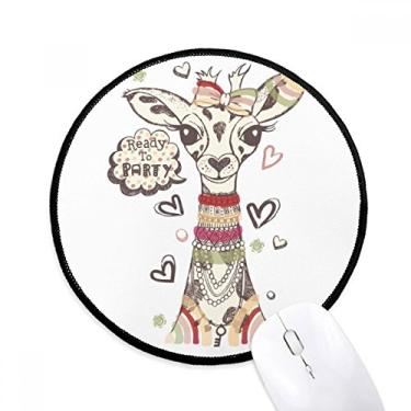 Imagem de DIYthinker Tapete de rato colorido de girafa de desenho animado animal desktop tapete redondo para computador