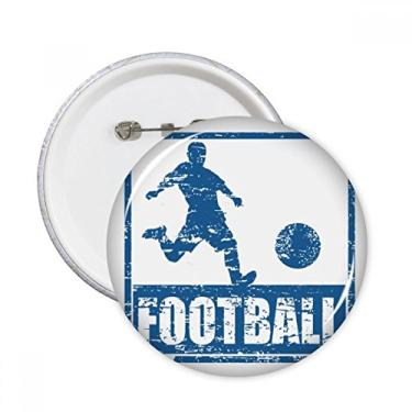 Imagem de Broche redondo de jogador de futebol azul para decoração de 5 peças