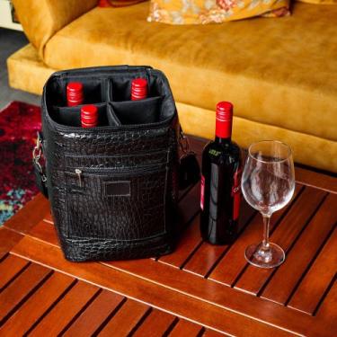 Imagem de Bolsa Para 4 Garrafas Porta Vinho Wine Bag Cooler Cerveja Gin Champanh