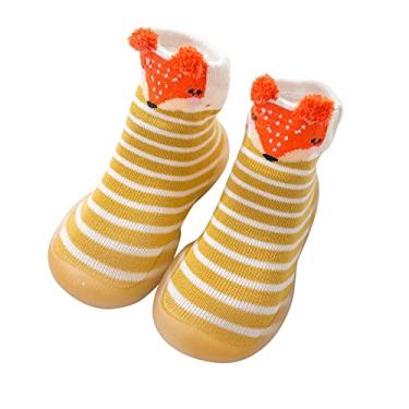 Imagem de Sandálias de tênis para meninas tamanho 1 meias antiderrapantes para crianças andadores primeiros sapatos infantis elásticos (amarelo, 2-4 anos infantil)
