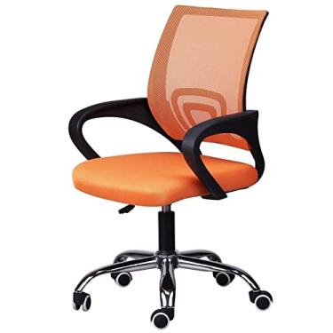 Imagem de cadeira de escritório Cadeira de escritório Cadeira de malha Cadeira de computador Cadeira giratória Cadeira de trabalho ergonômica Assento estofado Cadeira de jogo Cadeira (cor: laranja, tamanho: